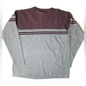 Vintage Poore Simons Jeans Wear Mens‎ Large Sweater Gray Maroon Colorblock 90s